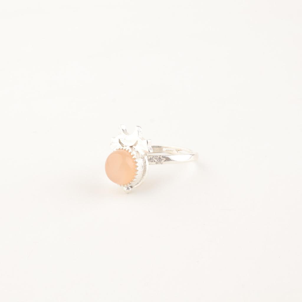 Natural Peach Moonstone Gemstone 925 Sterling Silver Jewelry Handmade Ring Gift RR-67-21