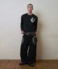 Lujeoseukeulleob Check Patch Wide Cotton Pants Black