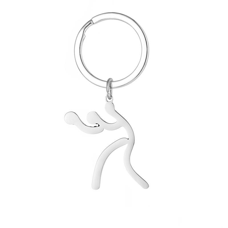 Gold Silver Black White Splicing Cat Stainless Steel Keychain Cute Cartoon Design Fashion Couple Pendant Practical Backpack Decoration