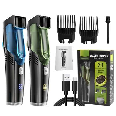Bartrasierer mit Vakuum für Männer, Eingebauter Staubsauger für Schnurrbart, Koteletten, Gesichtsbehaarung, Wiederaufladbar, IPX6 Wasserdicht, 2 Kämme, 2-in-1-Rasierer, Kompaktrasierer