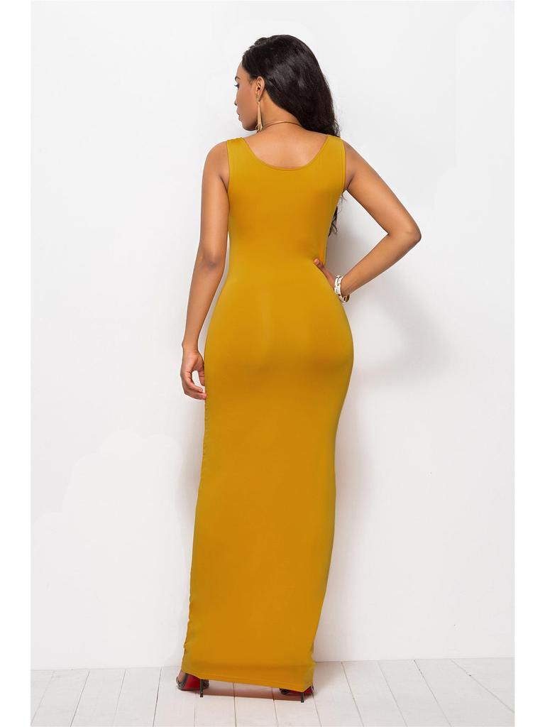 Solid Color Slim Fit Women's Long Vest Dress - Multi-size & Multi-color