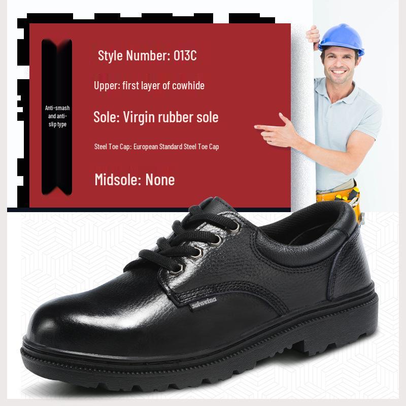 Saivina Men s Summer Breathable Leather Work Shoes - Deodorant, Non-slip, Wear-resistant, Insulated, Anti-smash, Anti-puncture. 【013C Style】Steel Toe Cap Anti-Smash;38