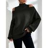 Womens Off-Shoulder Loose Knit Sweater Half Turtleneck Lantern Sleeve Fall Winter 2026