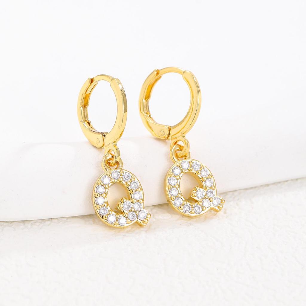 Personalized Round Ear Cuff Earrings: 26 Letters Rhinestone Inlaid, Gold & Silver for Women