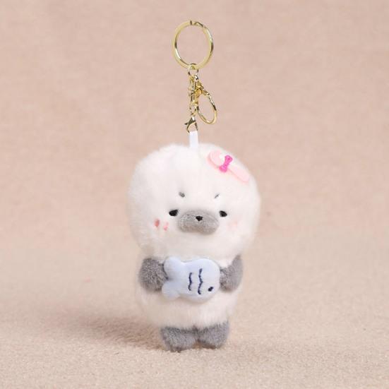 Cute Dress Up Seal Plush Keychain, Small Stuffed Animal Otter Pendant for Bag Backpack Purse, Kawaii Key Ring Charm, Gift for Girls Women