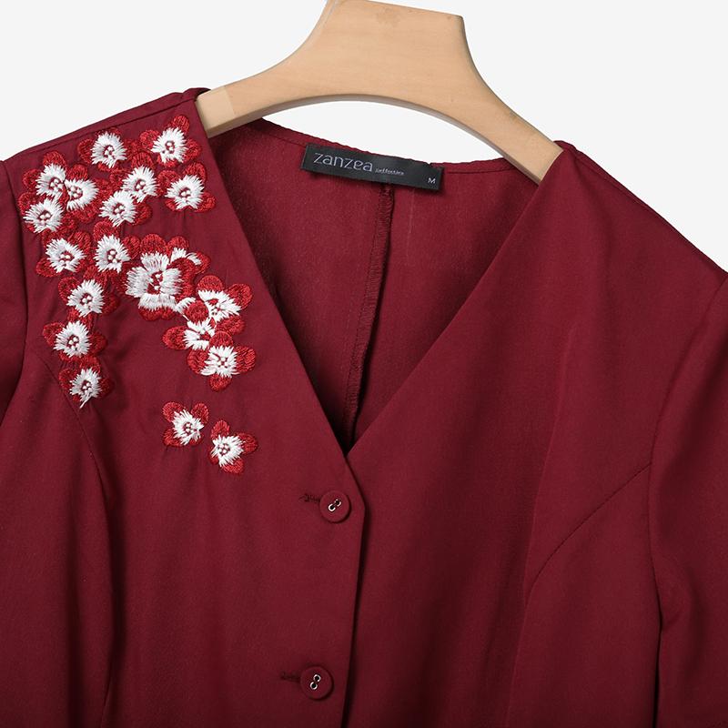 ZANZEA Women Short Sleeve Slim Blouse and Pleated Skirts Summer Two Piece Suit Sets