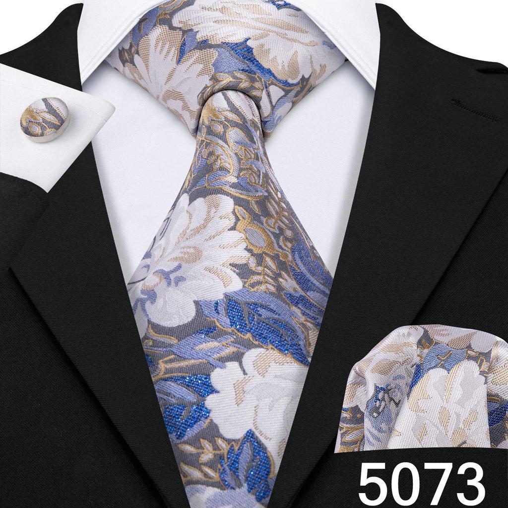Designer Blue Ties for Men 10 Styles Necktie Pocket Square Cufflinks Set Wedding Dating Party