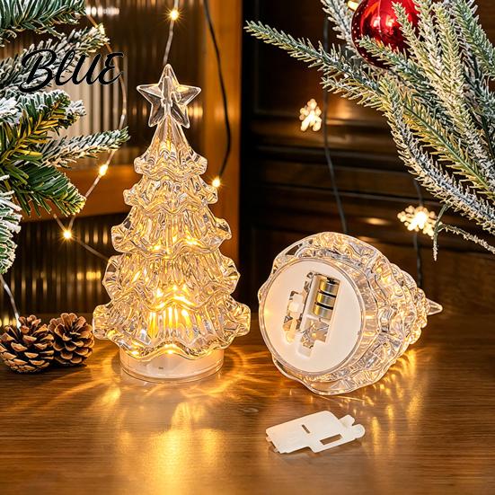 Portable Battery Powered Light LED Christmas Tree Night with Star, Glowing Romantic Atmosphere Light, Ambient Operated Xmas for Fireplace Centerpiece
