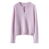 Women's 100% Pure Cashmere Half-Zip Round Neck Sweater - Autumn/Winter Fashion Versatile Knit Base Layer