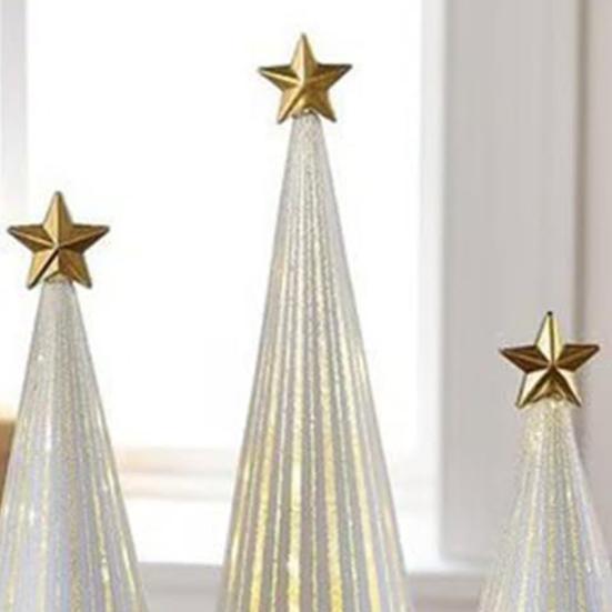 Twinkle Light Christmas Tree Illuminated Starry Night Resin Christmas Tree Ornament for Holiday Bedroom Dorm Tabletop Decor