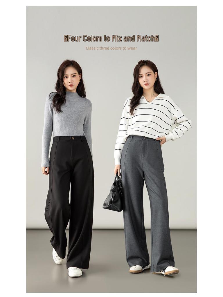 Women's Autumn 2025 High-Waisted Lyocell Wool Pants - Narrow to Wide-Leg, Drapey, Floor-Length Trousers.
