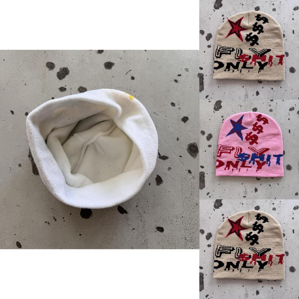 Fashion Knit Hat With Star And Letter Embroidery Design