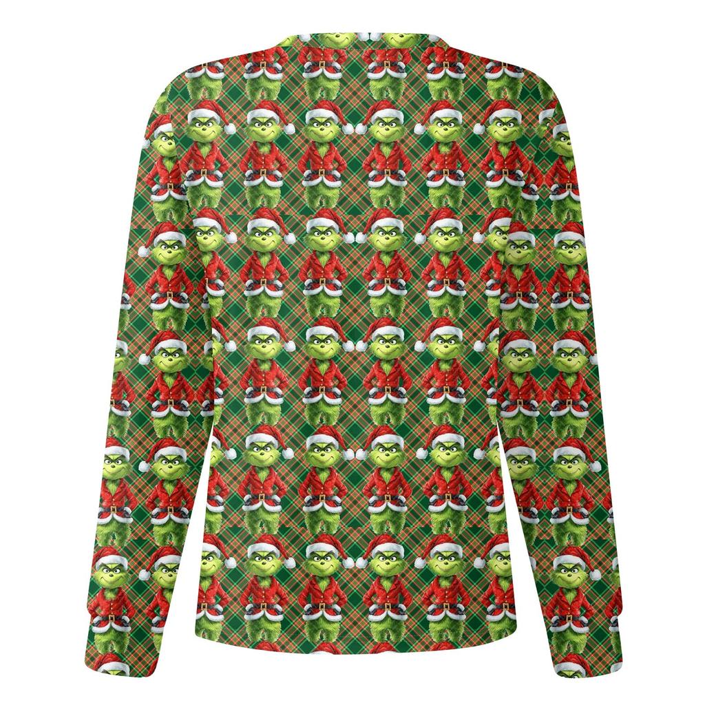 Women's Casual Fashion Long-Sleeve Single-Breasted Christmas Print Jacket