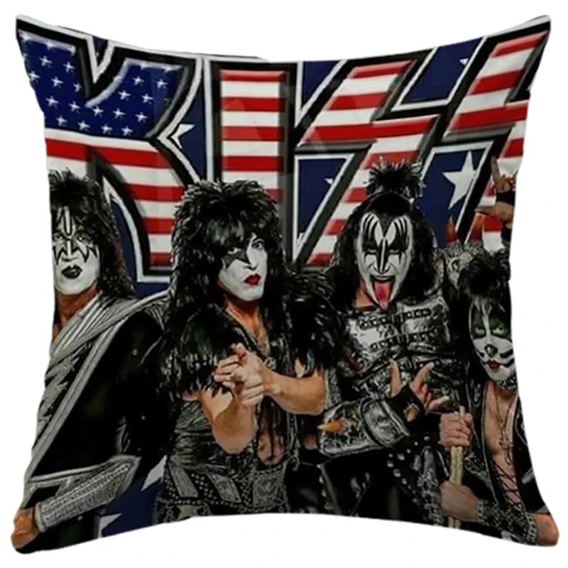 Cushion Cover 45x45 for Bed Sofa Pillows KISS Rock & Roll All Nite Party Home Decor Pillow Cozy Cases Decorative Band Dakimakura