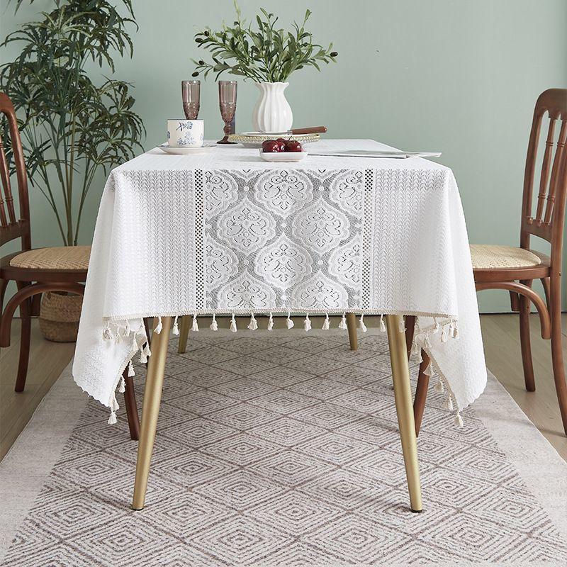 Tablecloth, Thanksgiving Decoration, Bohemian American Style Beige Hollow Crochet Splicing Table Flag, Restaurant Table Cloth, Gift, Home Decoration