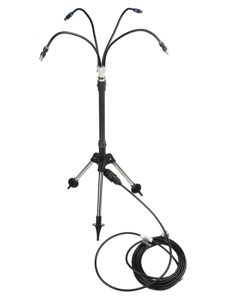 Adjustable Height Outdoor Misting System with 360 Degree Spray for Cooling For Patios Pools Gardens and Deck Areas