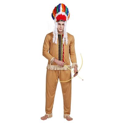 Halloweenský kostým indiánského kostýmu pro dospělé Brave Caveman Native Warrior