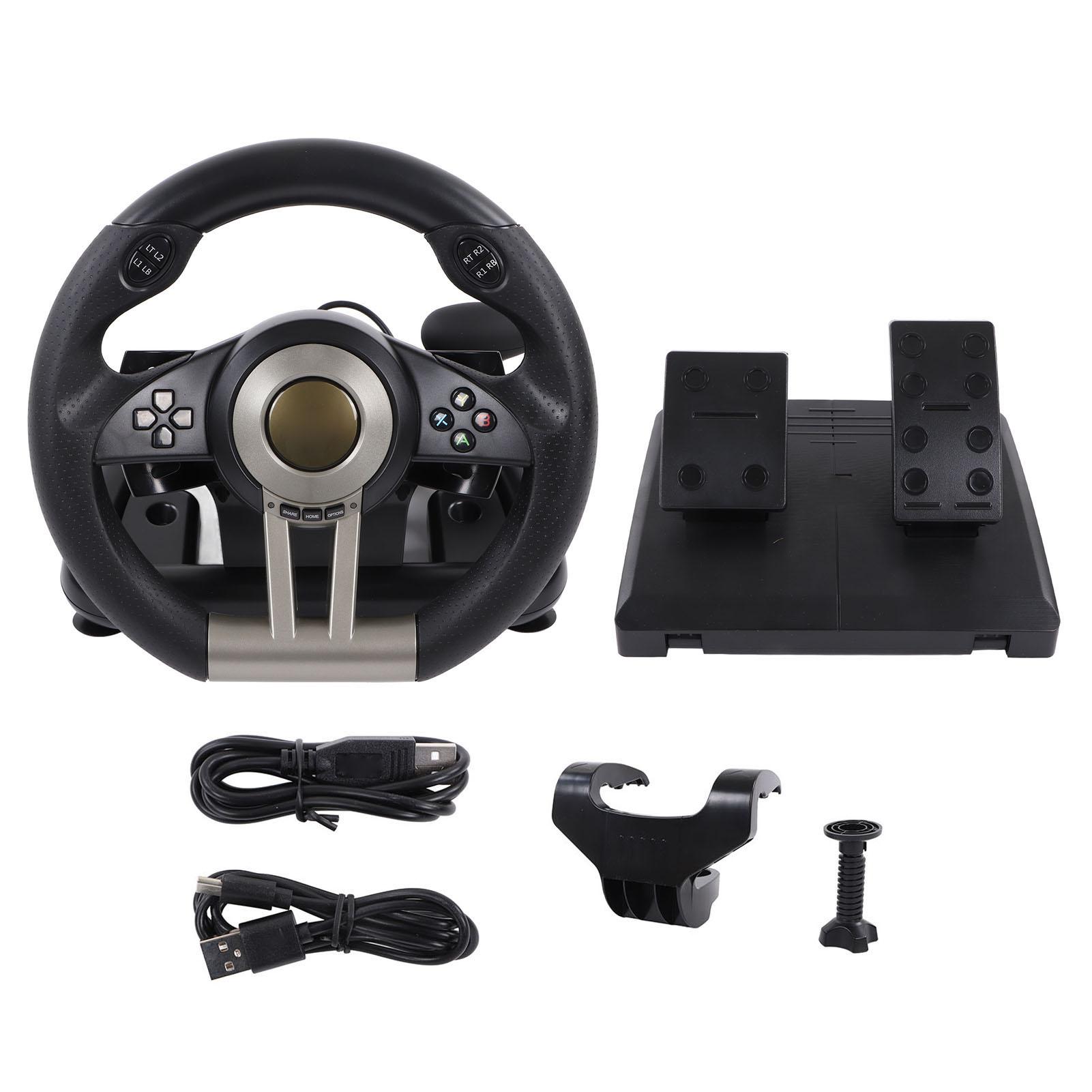 

Игровой гоночный руль с вращением на 180 градусов, высокочувствительный игровой руль с лепестками для ПК чёрный