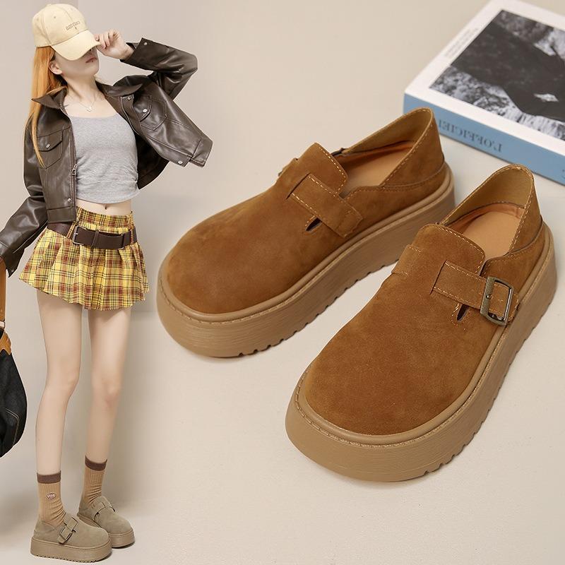 Retro Big Head Mary Jane Single Shoes Women's Autumn New Thick-soled Trendy with Shallow Mouth with Skirt, Add Two Women's Shoes