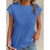 Women's Blouse Summer Solid Color Texture Short Sleeve Women's Shirt Casual Tops Fashion New Loose Round Neck Female Shirts