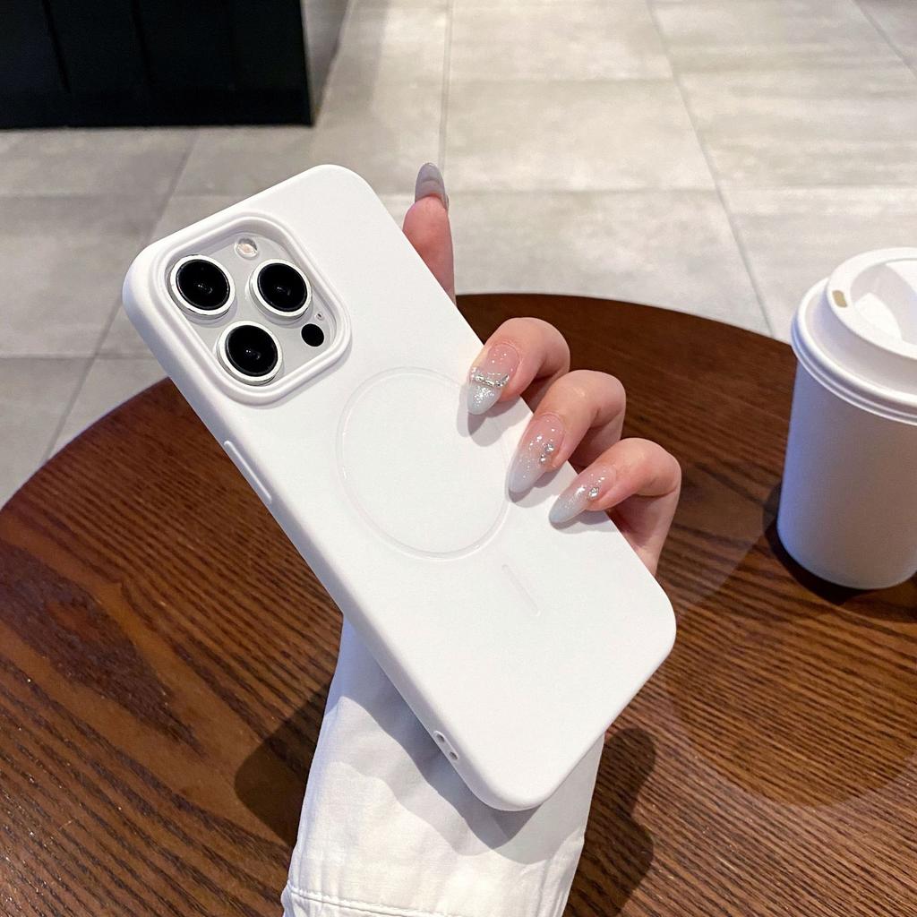 Frosted skin case 16E is suitable for Apple 16promax mobile phone case 15pro fine ring magnetic suction tpu protective case.