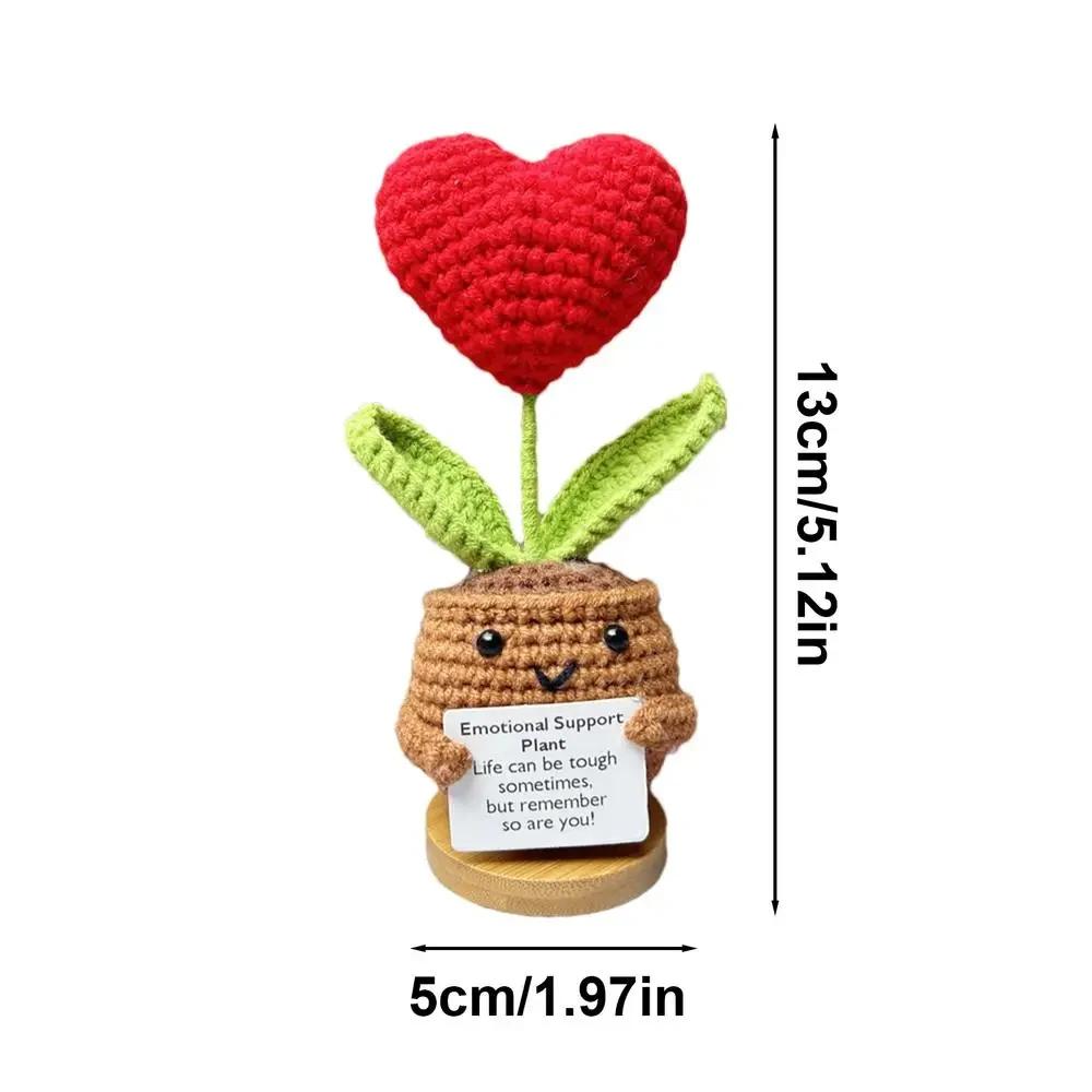 New Positive Energy Heart Flower Hand-woven Dolls Home Room Decor Hug Pocket Knitting Doll Positive Card Desktop Ornament Gifts