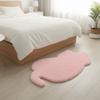 Cute Cartoon Faux Rabbit Fur Rug Solid Color Decorative Cat Shape Rug Soft Floor Mat Gifts