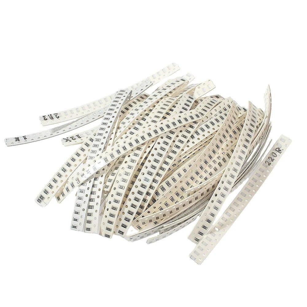1500 stk/sett høy kvalitet 0R~10M 1206 SMD filmmotstandssett, nøyaktighet 1%, 60 typer*25 stk SMD Chip Resistor Pack DIY Assorted Set
