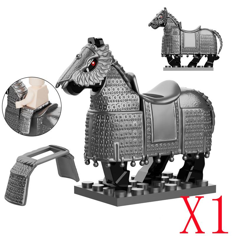 MOC Medieval Soldier Figure Building Block Warhorse Cloak Sword Saddle Helmet Military Accessories Gift Toys Kids Bricks