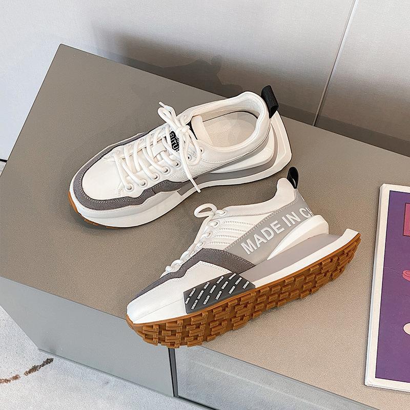 Summer new leather platform casual shoes fashion versatile sports large size heightening women's shoes