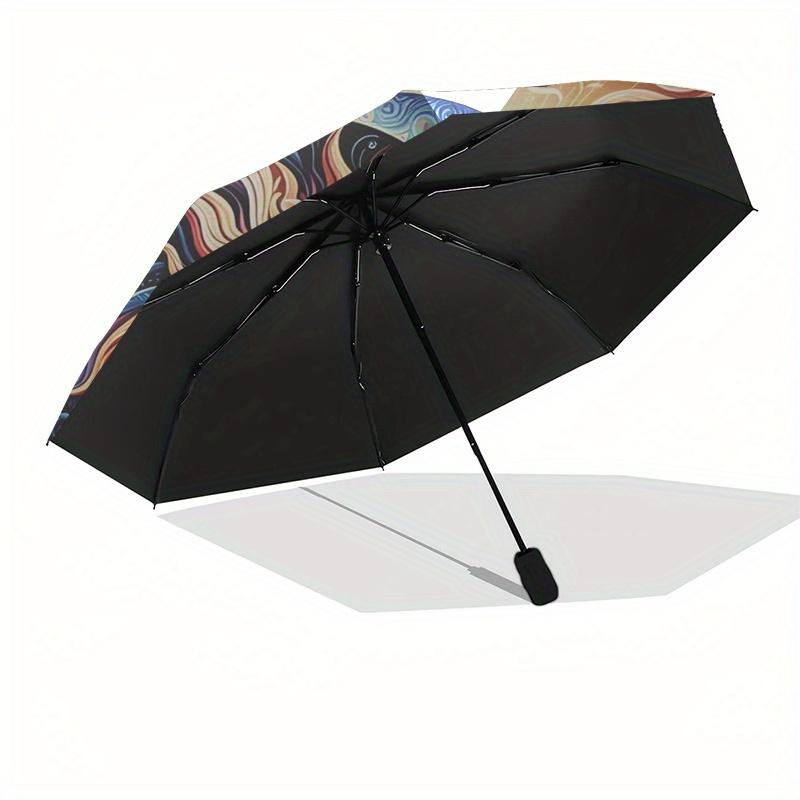 Sun & Moon Harmony: Vibrant Circular Art PrintUmbrella, Portable 3-Fold Umbrella for Men & Women,Christmas Gift ES80