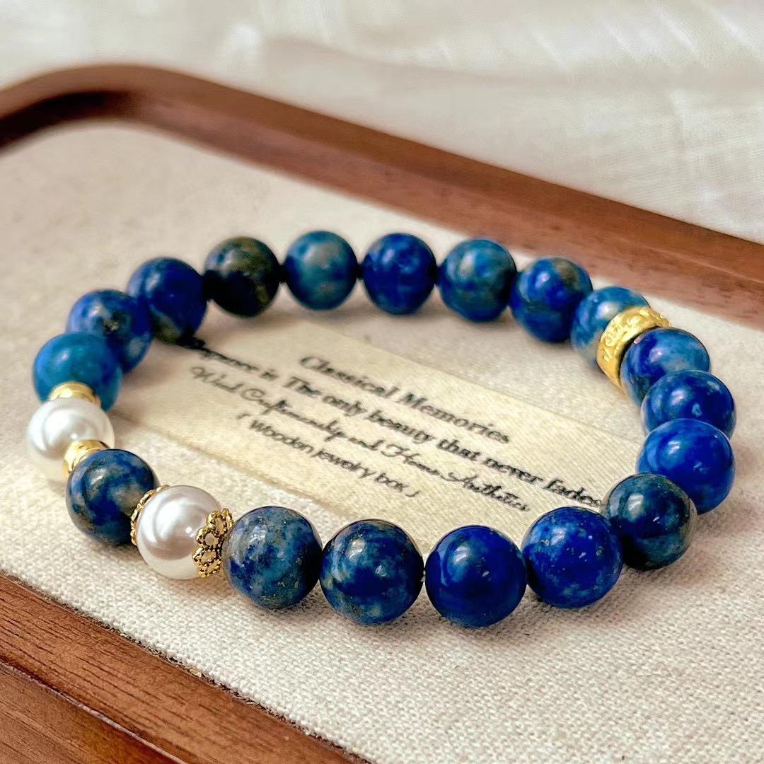 Autumn And Winter Retro Natural Lapis Lazuli Bracelet Niche Premium Bracelet Retro Oil Painting
