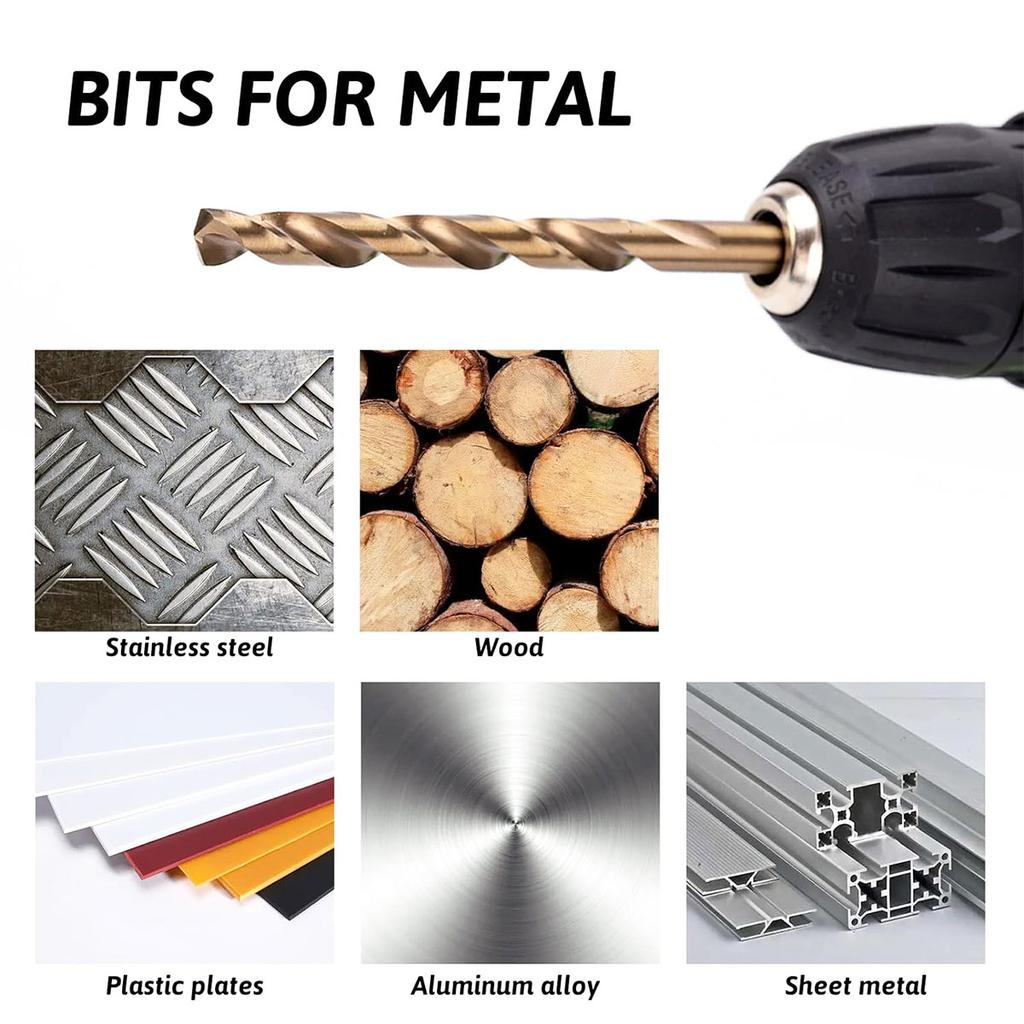 19pcs Cobalt Containing Drill Bits Plastic Box Packing Twist Cobalt Drill Bit Set For Wood Stainless Steel Cast Iron