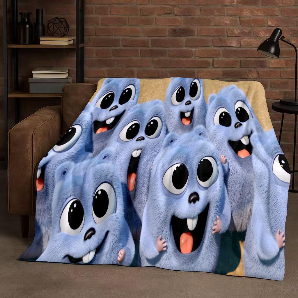 Kawaii Grizzy and The Lemmings Cartoon Flannel Blanket,Ultra Soft Warm Plush Throw for Home Bedroom Bed Sofa Cover Kids Gift