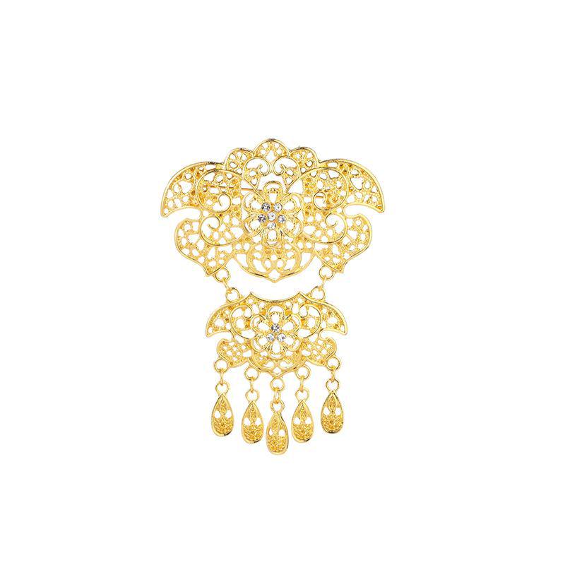 Elegant Muslim Alloy Brooch with Tassel Pendant - Southeast Asian Chest Ornament Jewelry