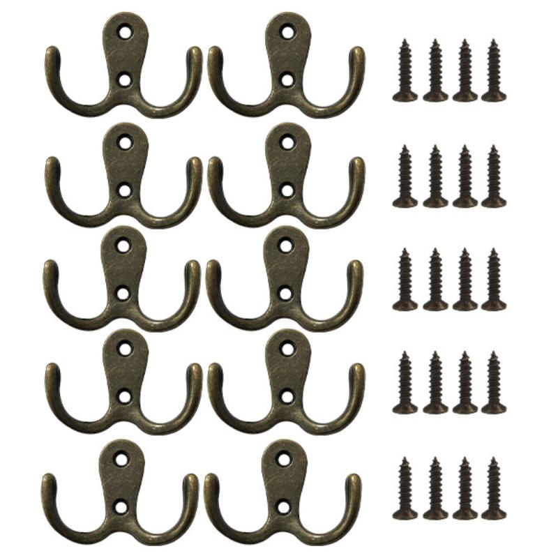 10/5Pcs Coat Hooks Wall-Mounted 2 Hole Towel Hanger For Coats Hat Clothing Home Storage Hook Wall Hook Towel Hanger For Hardware