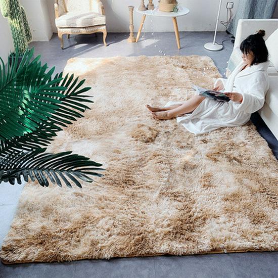 Nordischer Seiden- und Wollteppich: Wohnzimmer Couchtischteppich, Schlafzimmer Vollflächige Nachttisch-Bodenmatte