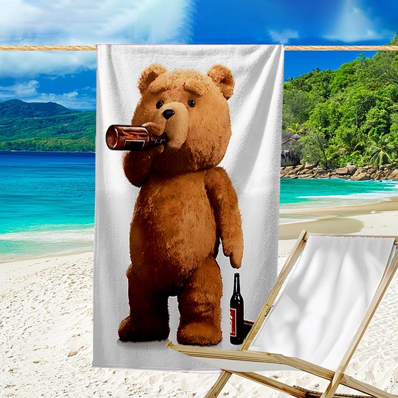 Proof Beach Towel with a Cartoon Teddy Bear Ted2 Pattern - Soft,absorbent,quick-drying,machine Washable - Perfect for Swimming,camping,bathing