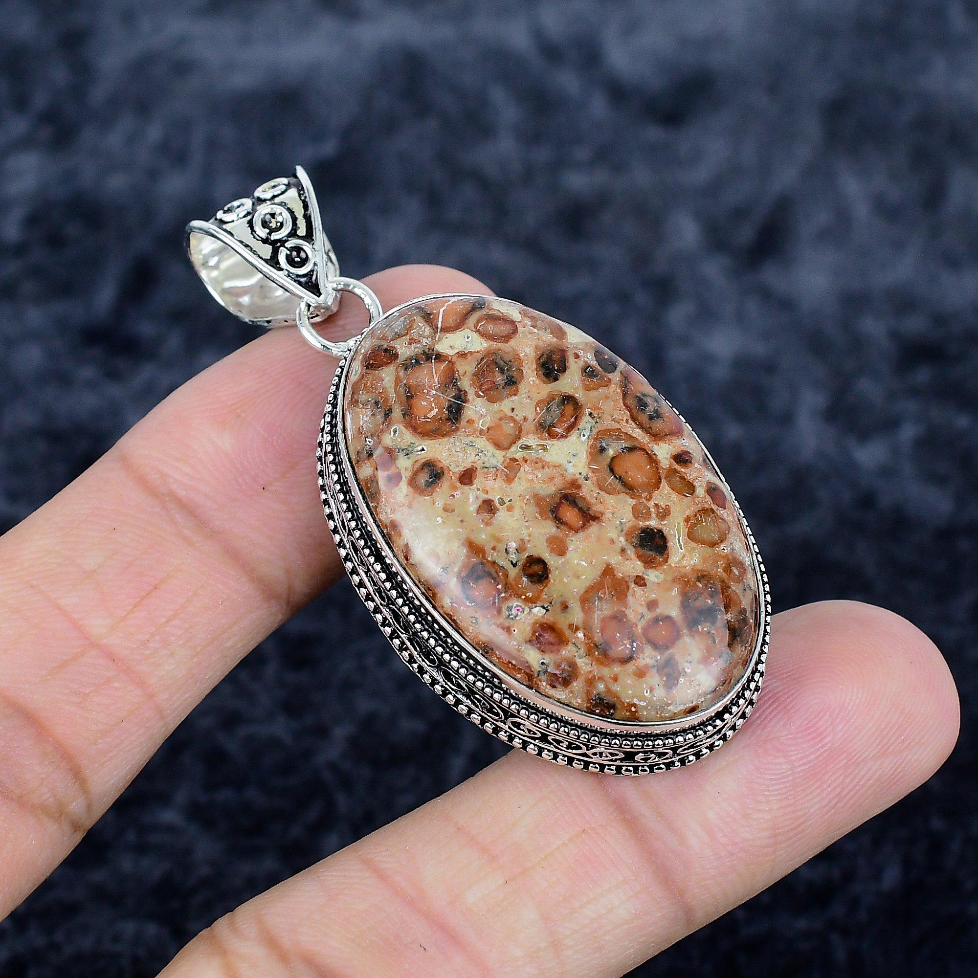 

Asteroid Jasper Gemstone Handmade 925 Sterling Silver Jewelry Pendant 2.25 MM-3396