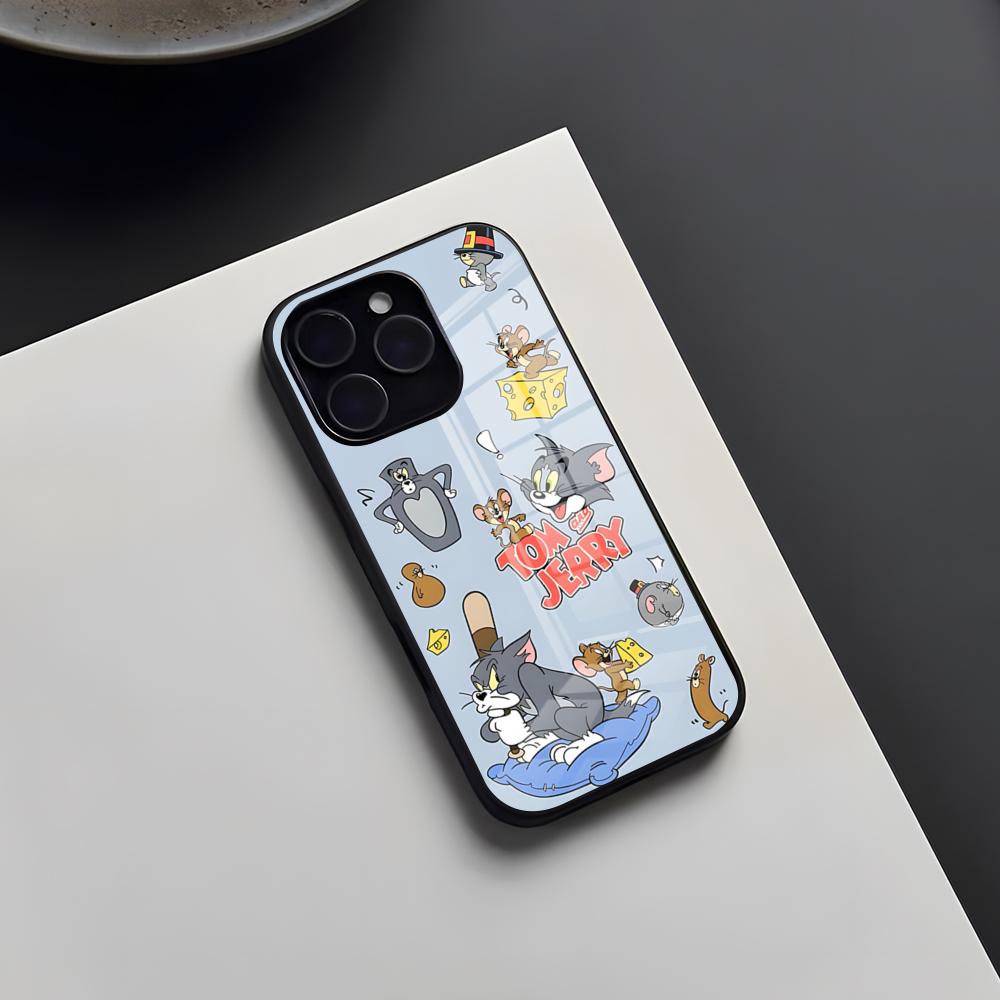 T-Tom And J-JerryES Phone Case For IPhone 17 Pro Max 16 15 14 Pro Max 13 11 X Xs Xr 8 7Plus Glass Cover