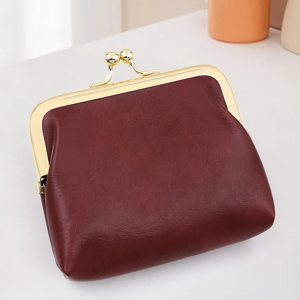 

Женская сумка для хранения помады, кожаный кошелек с застежкой из масляного воска, элегантный, карамельного цвета, переносная сумка для хранения, сумка для покупок, работы и свиданий вино красного