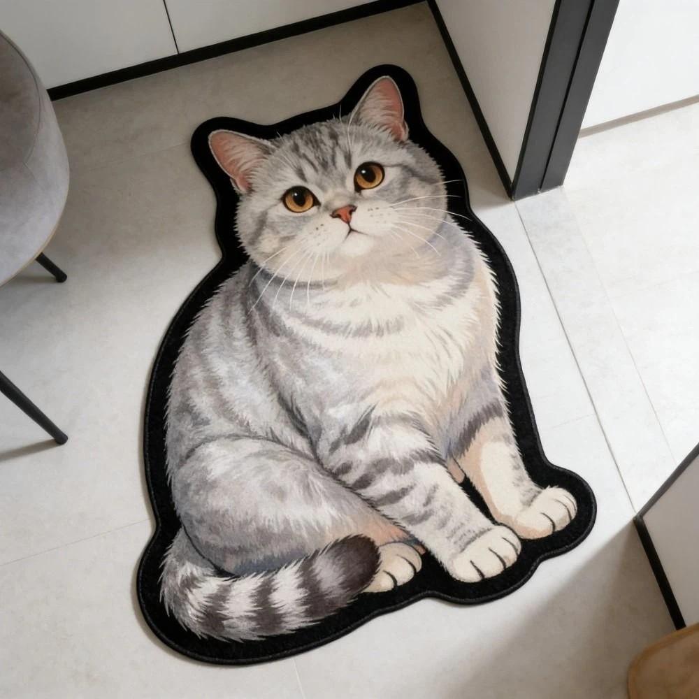 2D Flat Animal Doormat Special-shaped Room Floor Rug New Cat Carpet Bedroom Living Room Decor