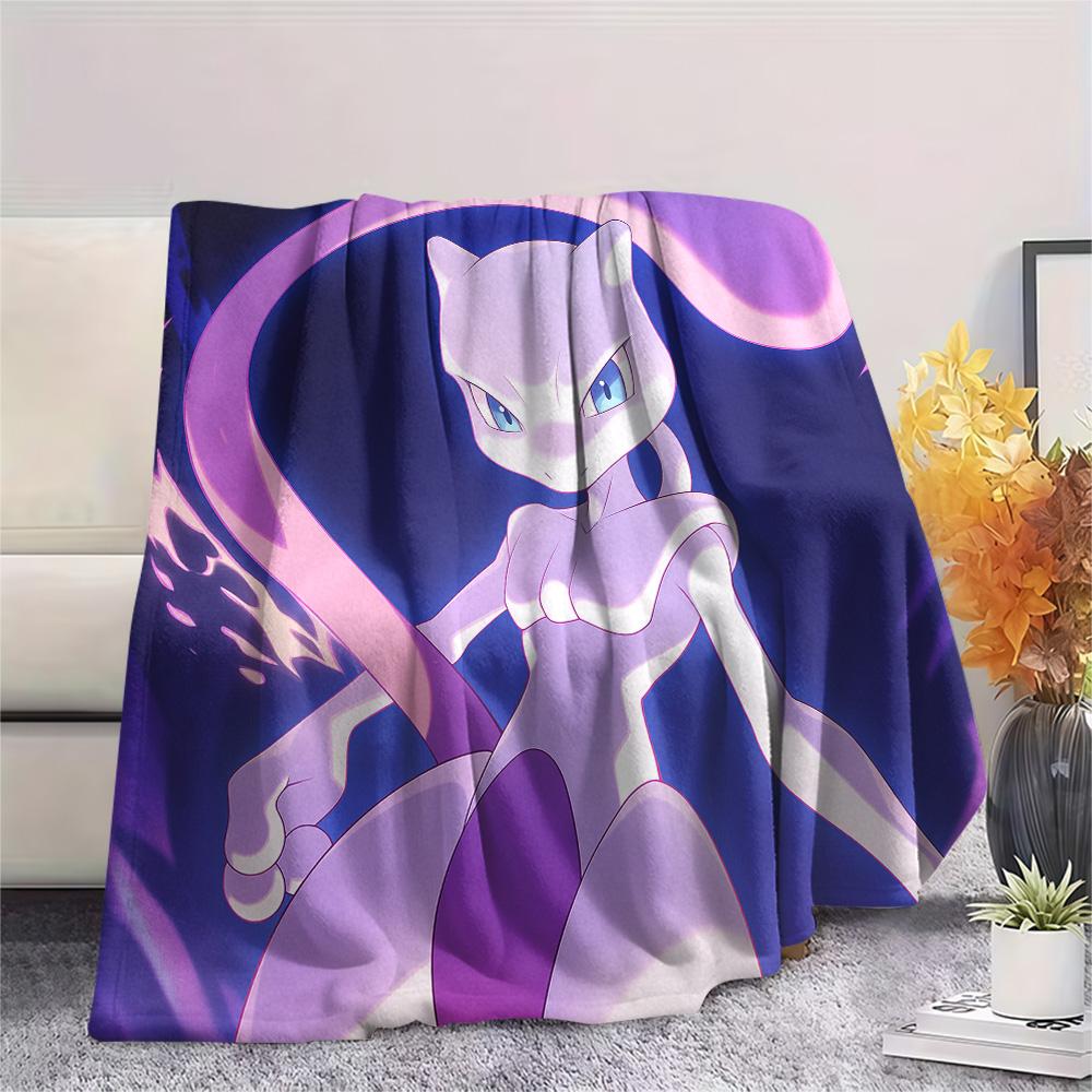 Coperta in Flanella con Stampa Mewtwo, Alta Qualità, Confortevole per Tutte le Stagioni, Arredamento per la Casa, Calore e Comfort
