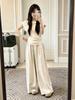 Trend ootd wear fashion college style suit women's summer  new casual short-sleeved wide-leg pants two-piece set