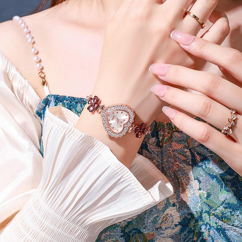 With Adjustable Bracelet Quartz Watches Rhinestone Women Wristwatch Wrist Decoration Women Girl