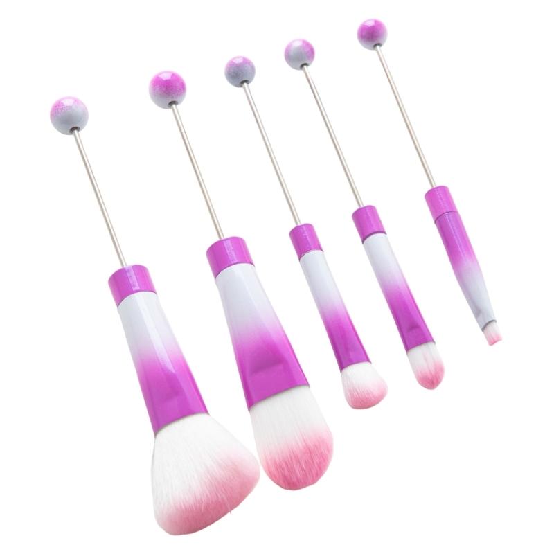 Beaded Makeup Brush Set Metal Handle Makeup Brushes Eyeshadow Brush Blush Brush Beadable Makeup Brushes for Makeup