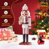 36CM Wooden Nutcracker Soldier Christmas Collection 1/2Pcs Handmade Doll Toys Xmas Tree Office Ornaments NewYear Girl Boy Gifts