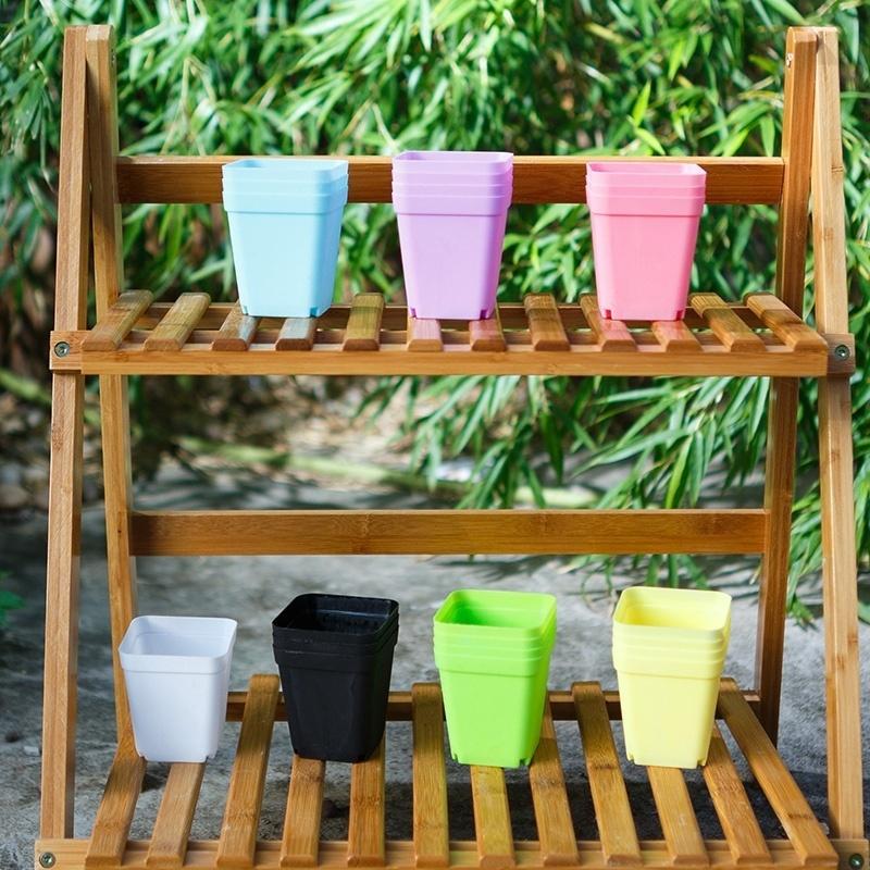 Home Office Garden Decor Nursery Pot Small Pots 5PCS/7PCS  Plastic Square Flower Planter Pots Tray