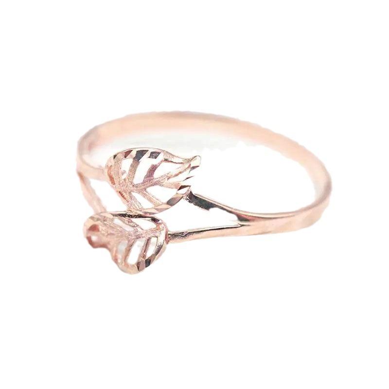 Russia 585 Purple Gold Leaf Ring Simple Ins Niche Temperament Fresh Plated Rose Gold Opening