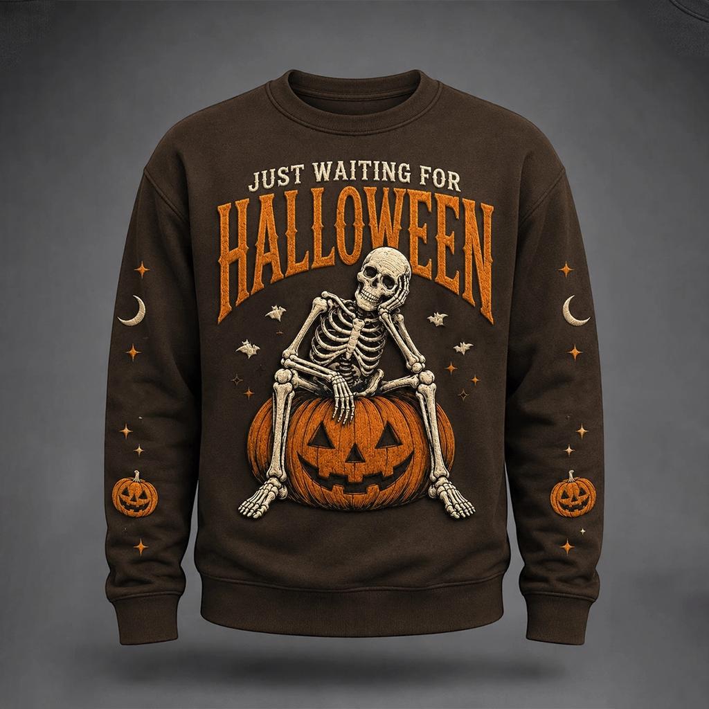 Men's Halloween Print Neck Pullover for Casual Daily Wear